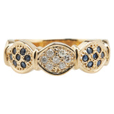 K18YG イエローゴールド サファイア ダイヤ リング 指輪 レディース 15号 【中古】